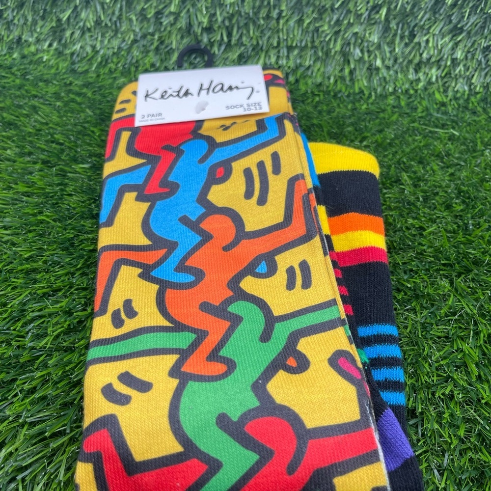 Keith Haring Men's 2-Pack Crew Socks, Multi Color, NWT - Picture 3 of 4